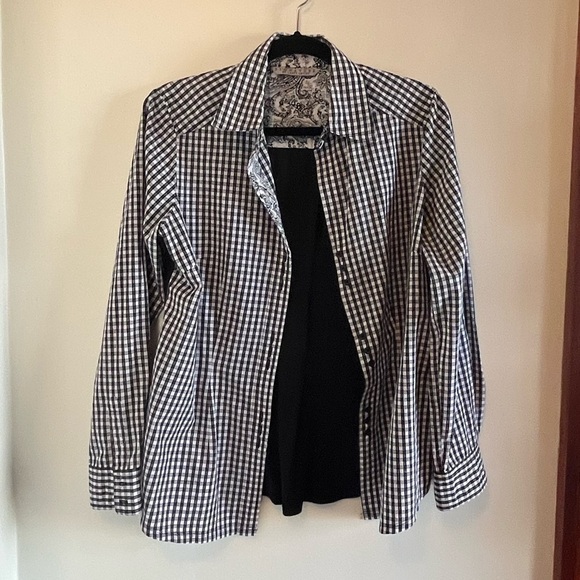 Buffalo black & white check Shirt Signature Larry Levine Long Sleeve Women's M - Picture 9 of 14